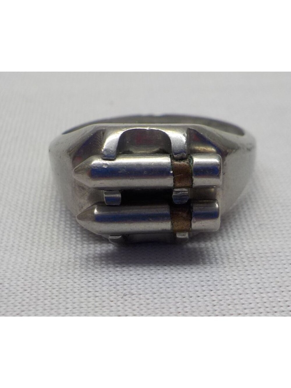 Vintage Mens Ring Bullets Missiles Ammo Stainless Steel 11 Military